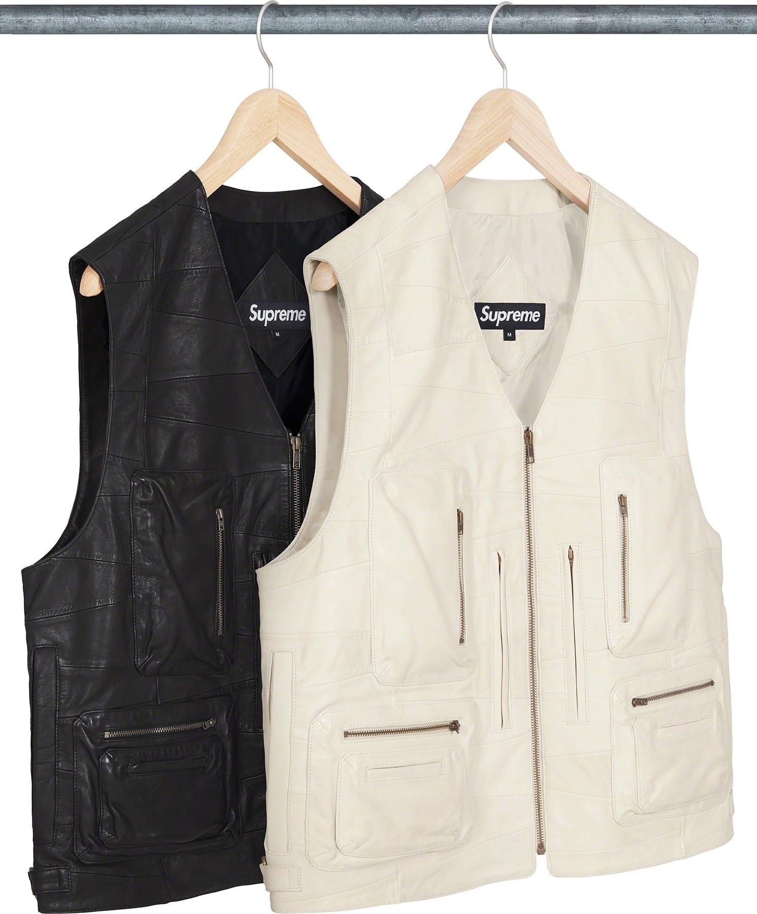 Patchwork Leather Cargo Vest